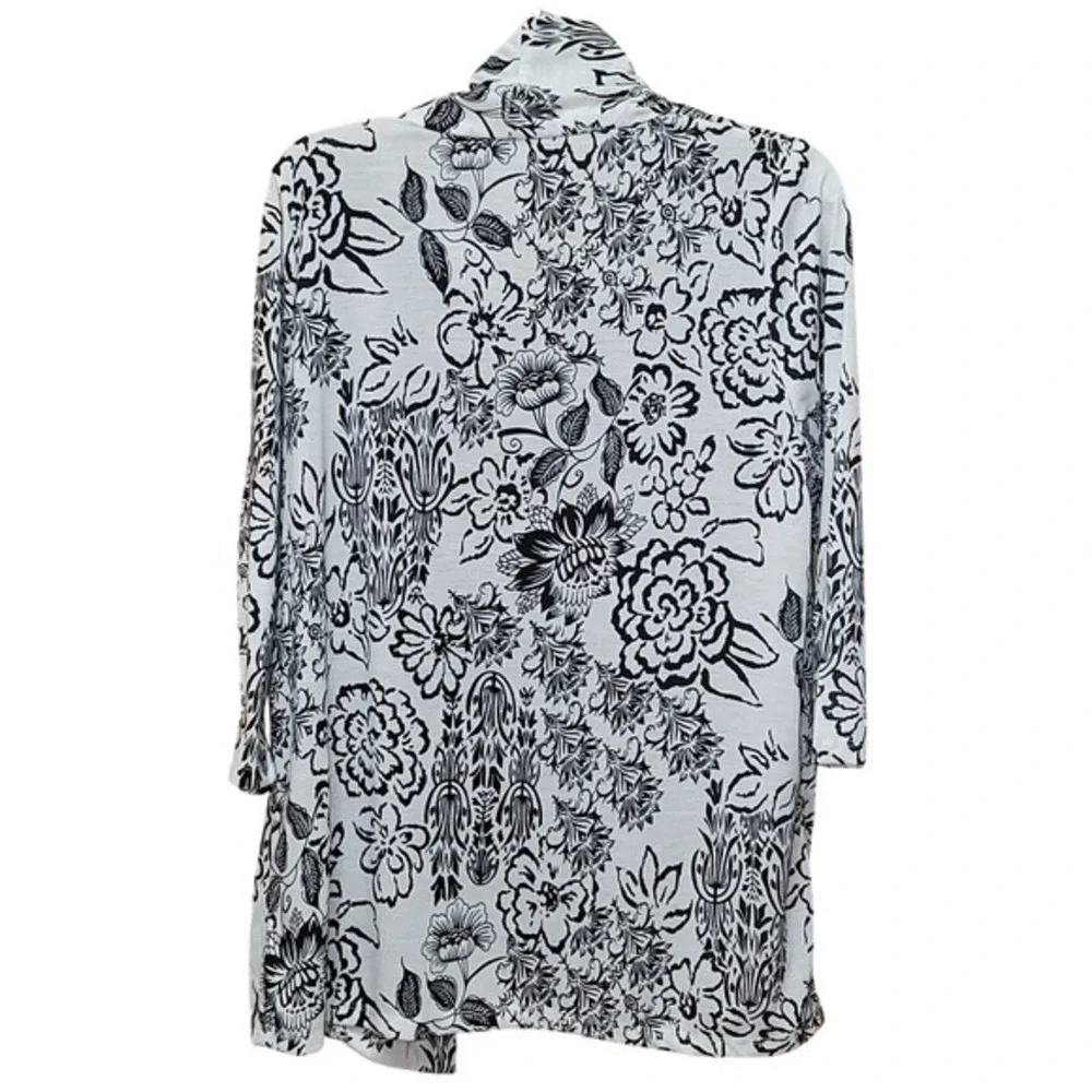 Sara Morgan Open Cardigan‎ Attached Tank L Floral Artsy Boho Office Work Preppy - Picture 2 of 7